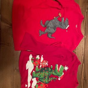 Two Dinosaurs Christmas long sleeve shirts